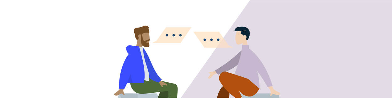 Illustratie van een man die in gesprek is met een andere man